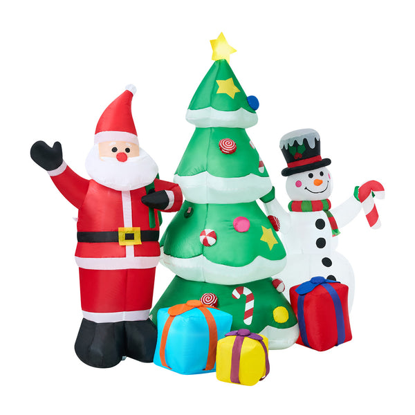 Christmas Santa Claus & Snowman Inflatable Set with LED Light