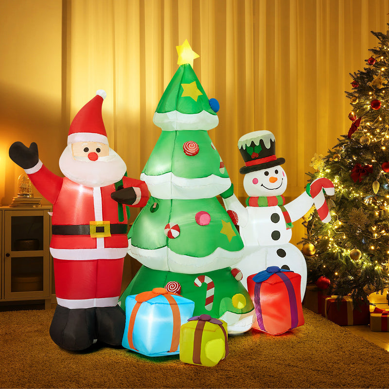 Christmas Santa Claus & Snowman Inflatable Set with LED Light
