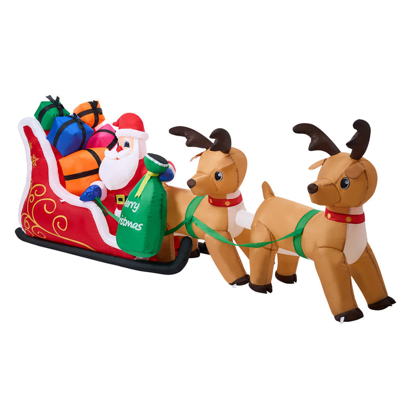 Christmas Inflatable Santa Claus Sleigh Reindeers with LED Light