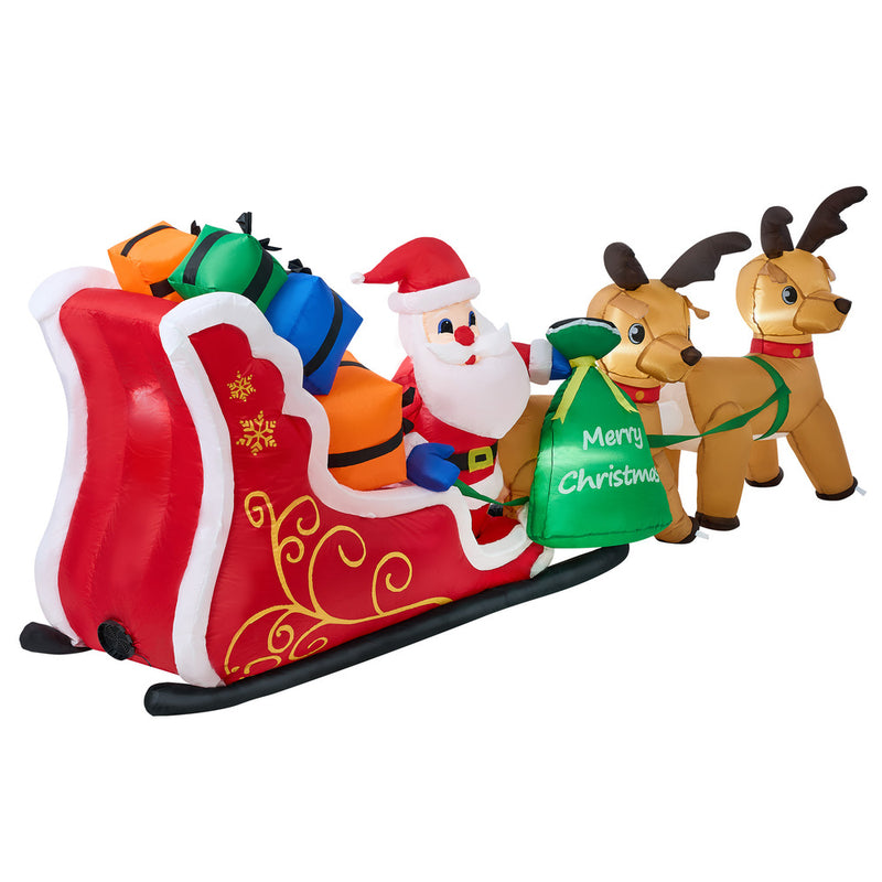 Christmas Inflatable Santa Claus Sleigh Reindeers with LED Light