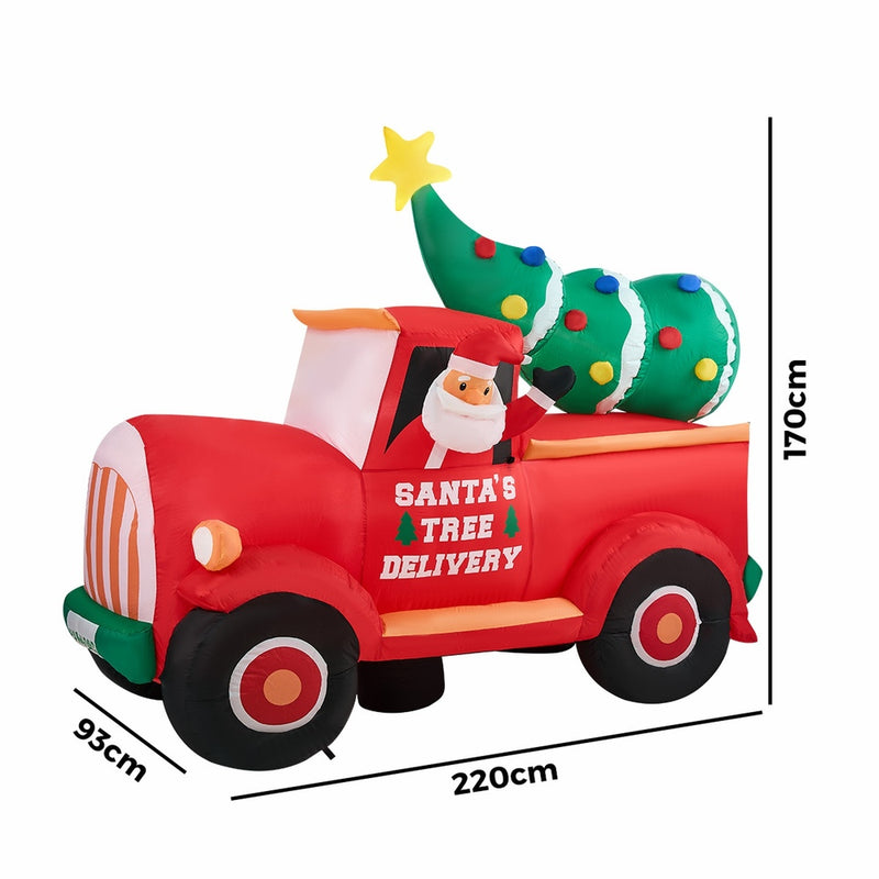 Christmas Inflatable Santa's Truck with LED Lights