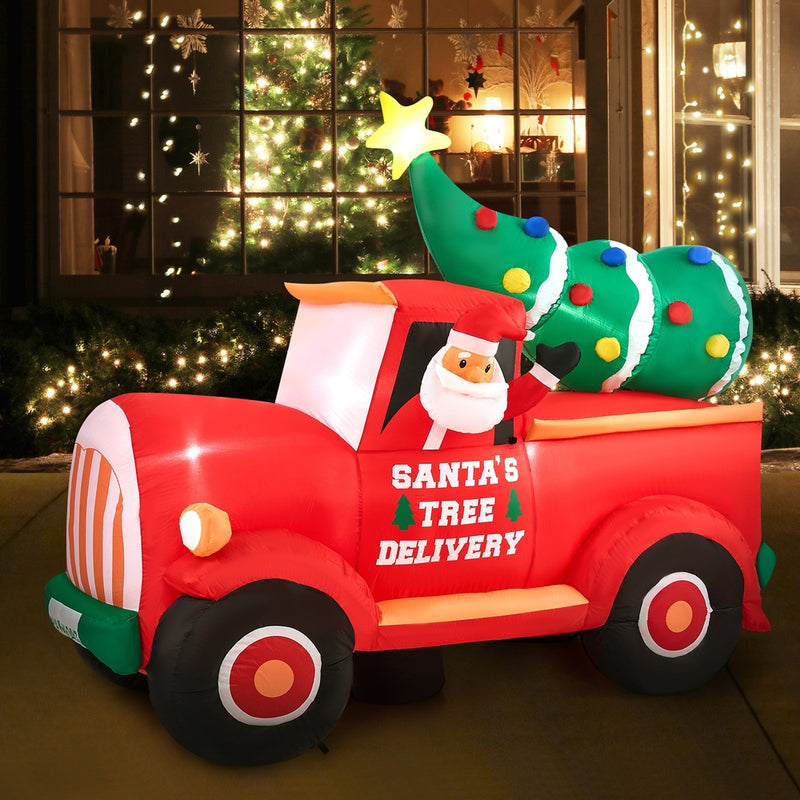 Christmas Inflatable Santa's Truck with LED Lights