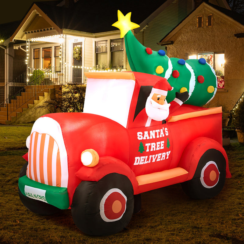 Christmas Inflatable Santa's Truck with LED Lights