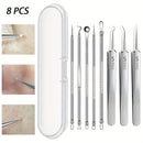 8-Piece Blackhead Remover Kit Stainless Steel Blemish & Acne Extraction Tools
