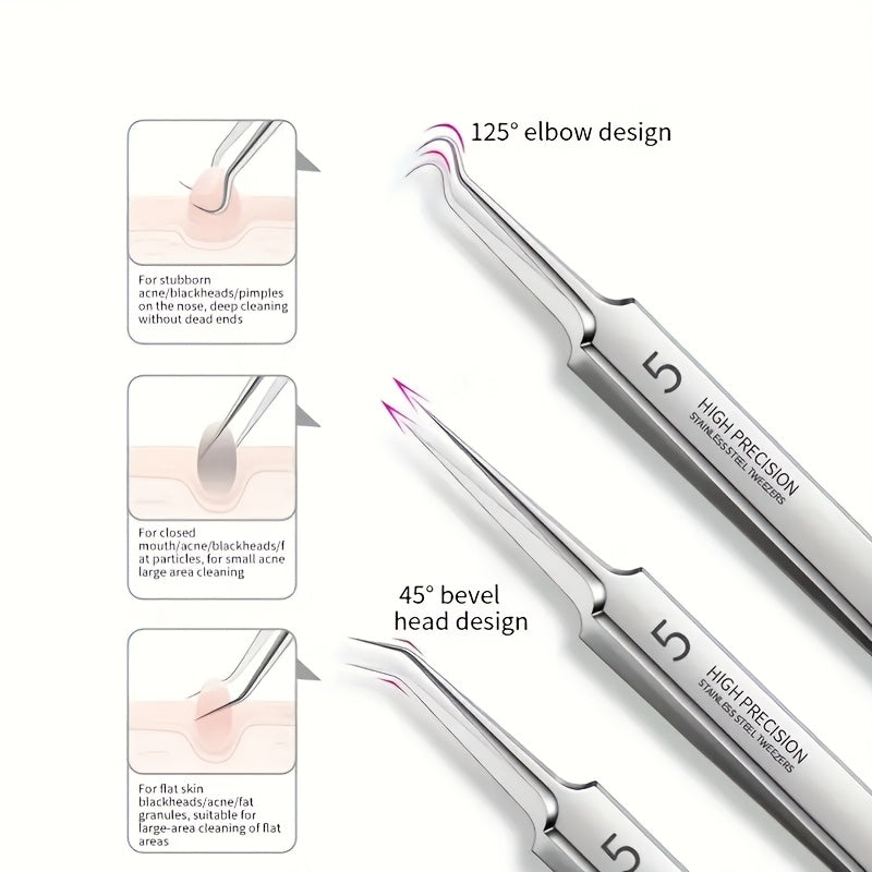 8-Piece Blackhead Remover Kit Stainless Steel Blemish & Acne Extraction Tools
