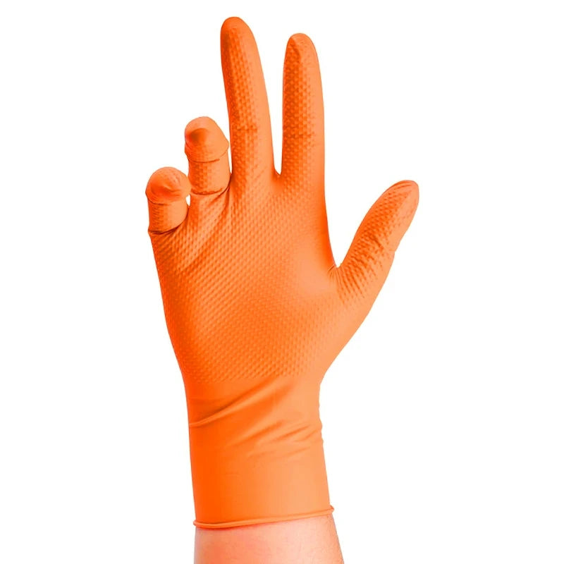 Heavy Duty Orange Disposable Nitrile Gloves