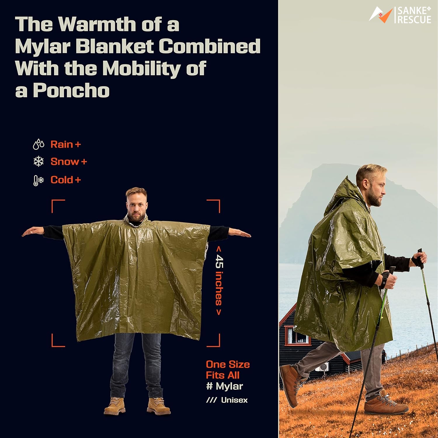 Emergency Water Proof Raincoat Aluminum Film Disposable Cold Insulation Rainwear Blanket