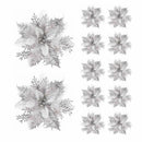 Christmas Glitter Artifical Flower Ornaments