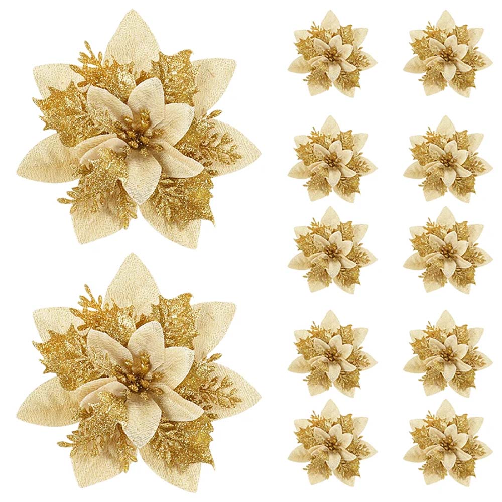 Christmas Glitter Artifical Flower Ornaments