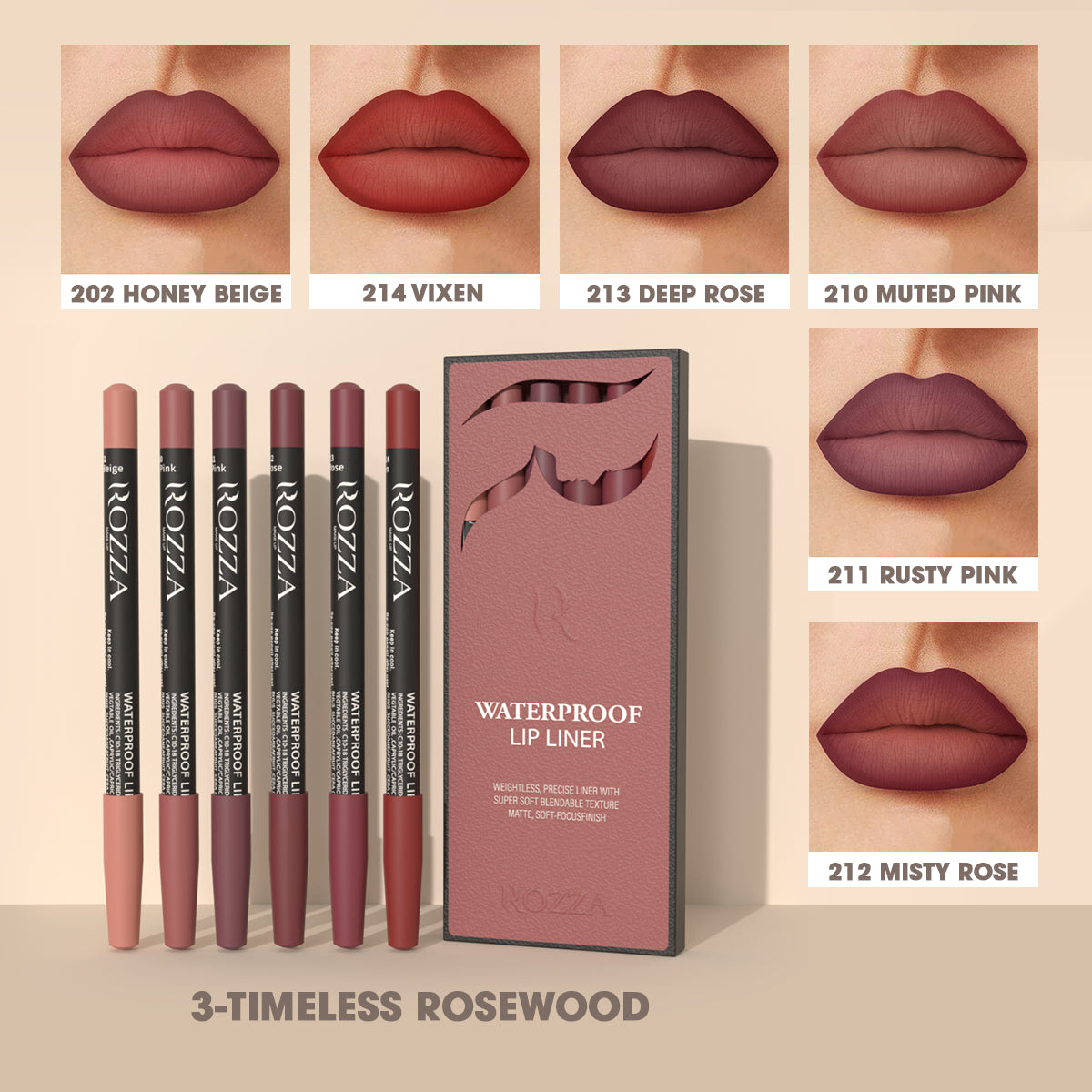Weightless Precise Waterproof Lip Liner Pencil Set