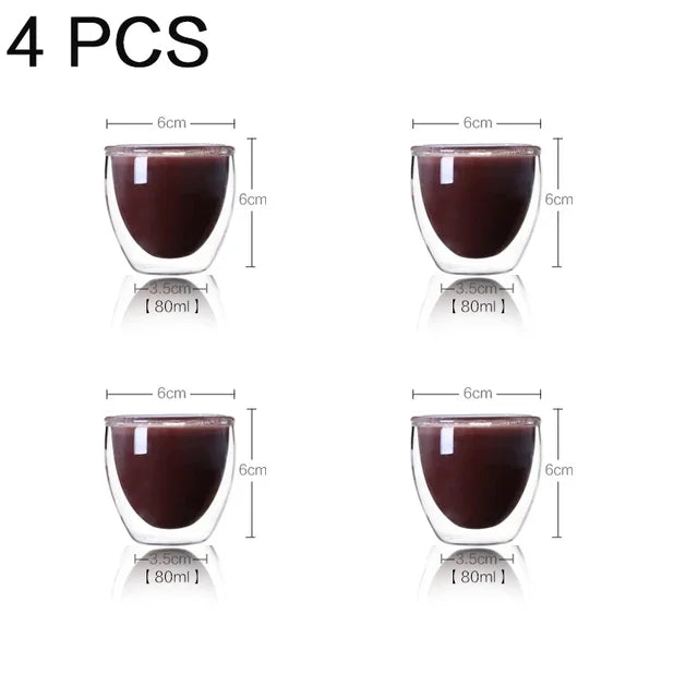 Heat Insulation Transparent Double Wall Glass Cup