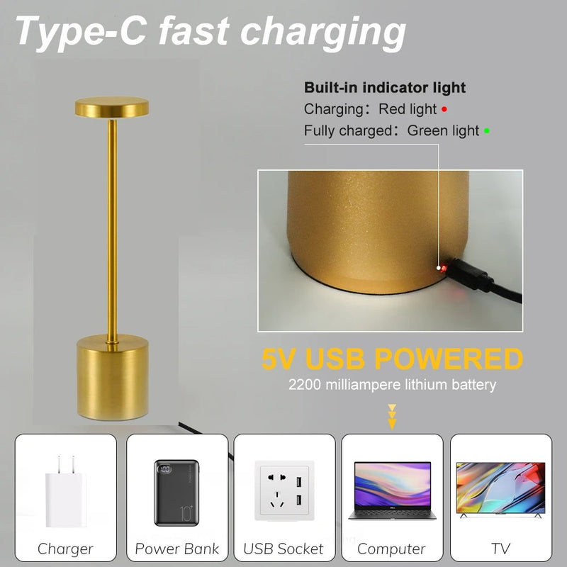 Rechargeable Sensor LED Table Lamp 3 Colors Adjustable Bedside Creative Ambient Light
