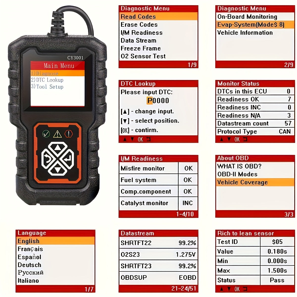 Car OBD2 Scanner Diagnostic Tool Code Reader