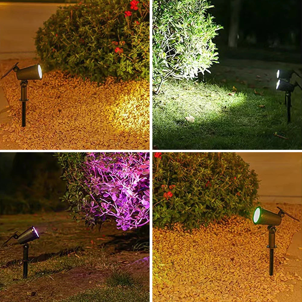 9 LED Solar Spot Lights Outdoor RGB Solar Landscape Lights