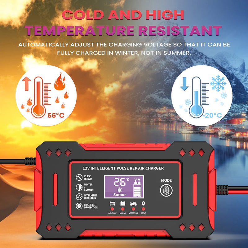 6A 12V LCD Display Intelligent Car Battery Charging Unit