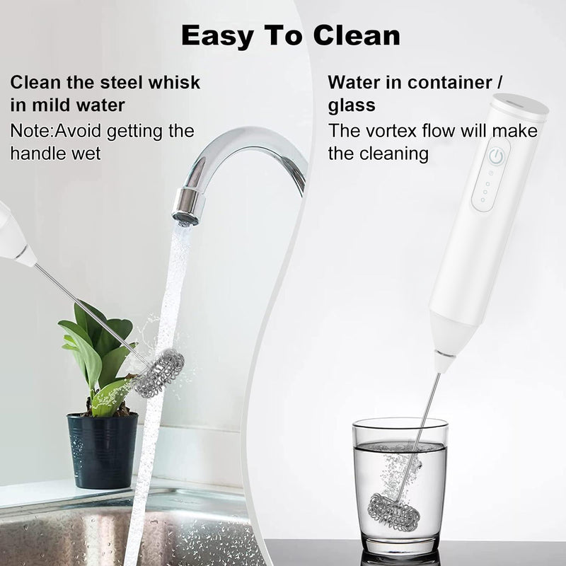 USB Rechargeable 3 Speeds Foam Maker Electric Handle Blender Egg Beater