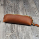 Vintage Leather Pencil Bag Zipper Pencil Pouch