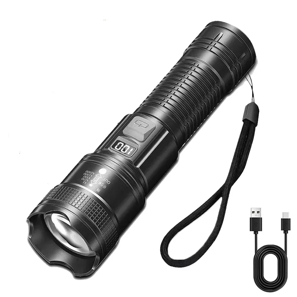 Rechargeable High Power Military Tactical Flashlight Telescopic Zoom Torch Lamp