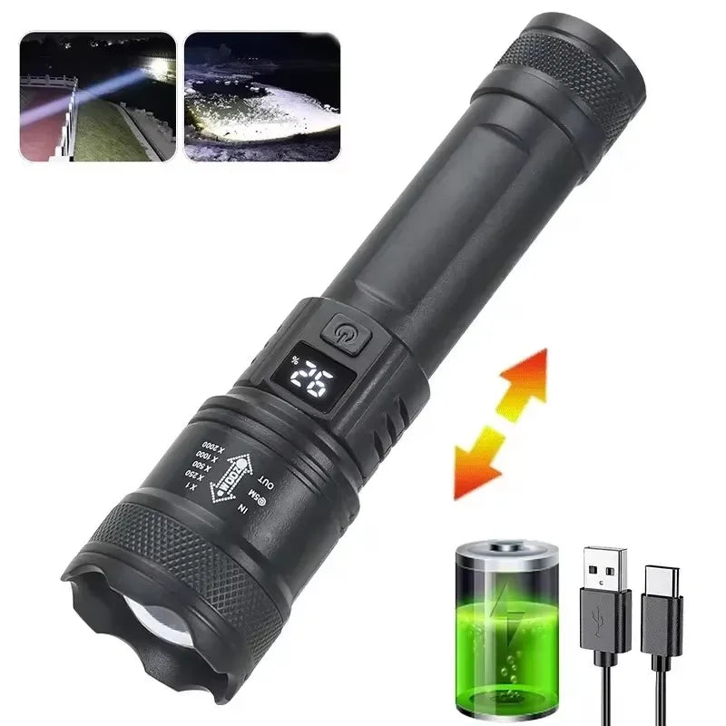 Rechargeable High Power Military Tactical Flashlight Telescopic Zoom Torch Lamp