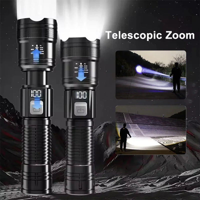 Rechargeable High Power Military Tactical Flashlight Telescopic Zoom Torch Lamp