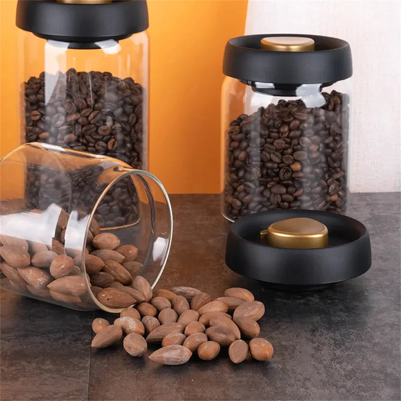 Coffee Beans Vacuum Sealed Tank Transparent Glass Food Storage Jars