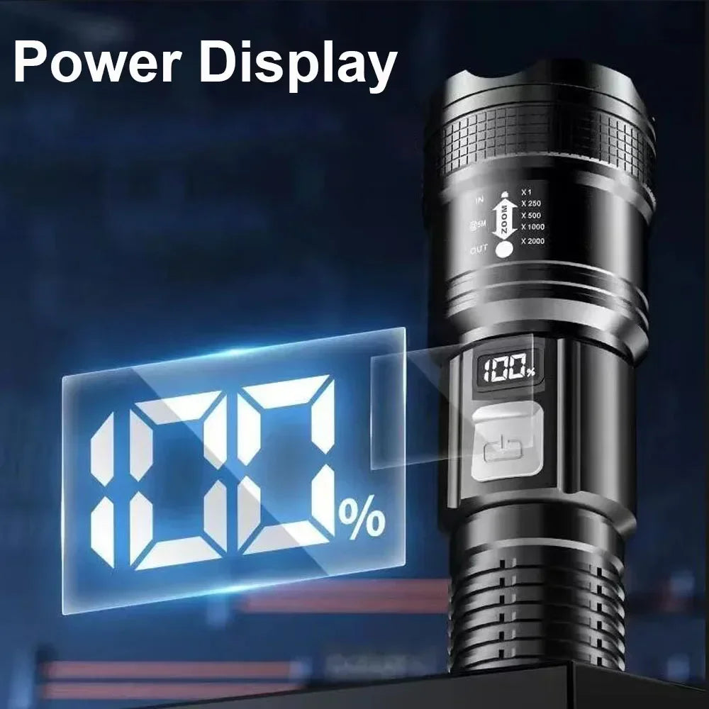 Rechargeable High Power Military Tactical Flashlight Telescopic Zoom Torch Lamp