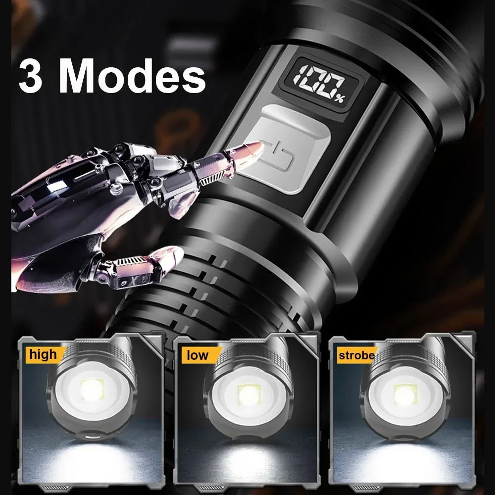 Rechargeable High Power Military Tactical Flashlight Telescopic Zoom Torch Lamp