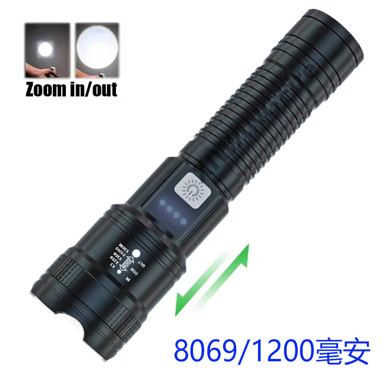 Rechargeable High Power Military Tactical Flashlight Telescopic Zoom Torch Lamp