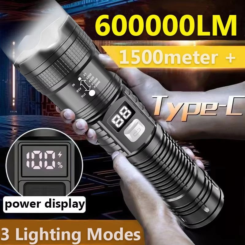 Rechargeable High Power Military Tactical Flashlight Telescopic Zoom Torch Lamp