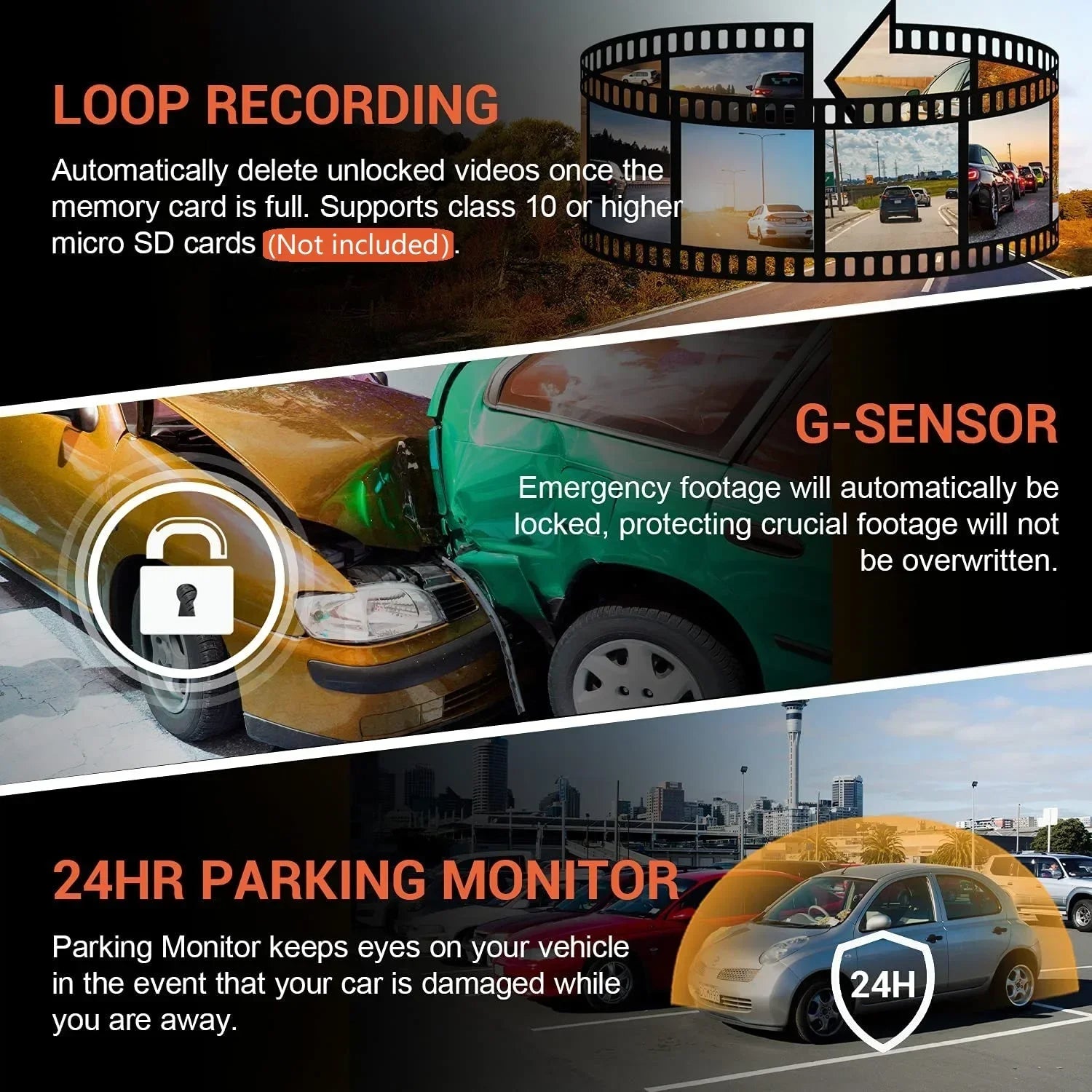 1080P WIFI Dual Camera Night Vision Dash Cam