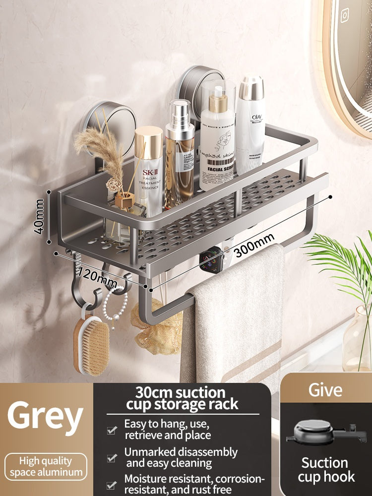 No Drill Suction Cup Bathroom Shelf Toilet Hanging Rack