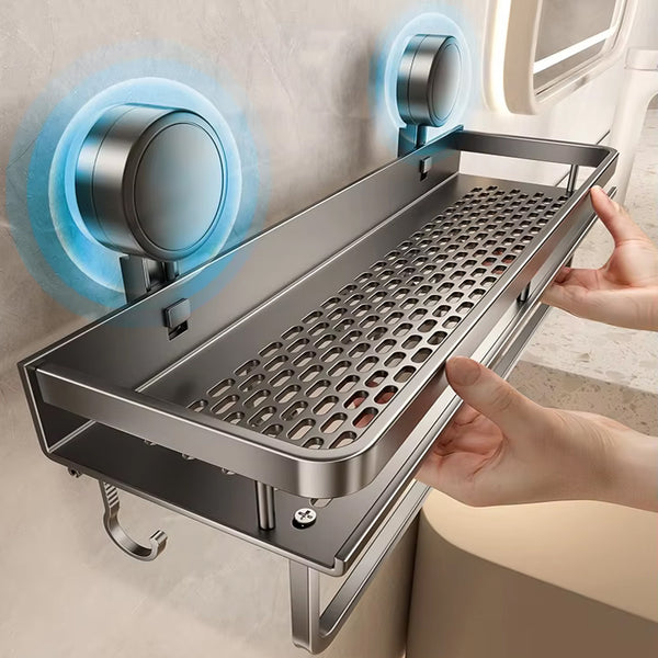 No Drill Suction Cup Bathroom Shelf Toilet Hanging Rack