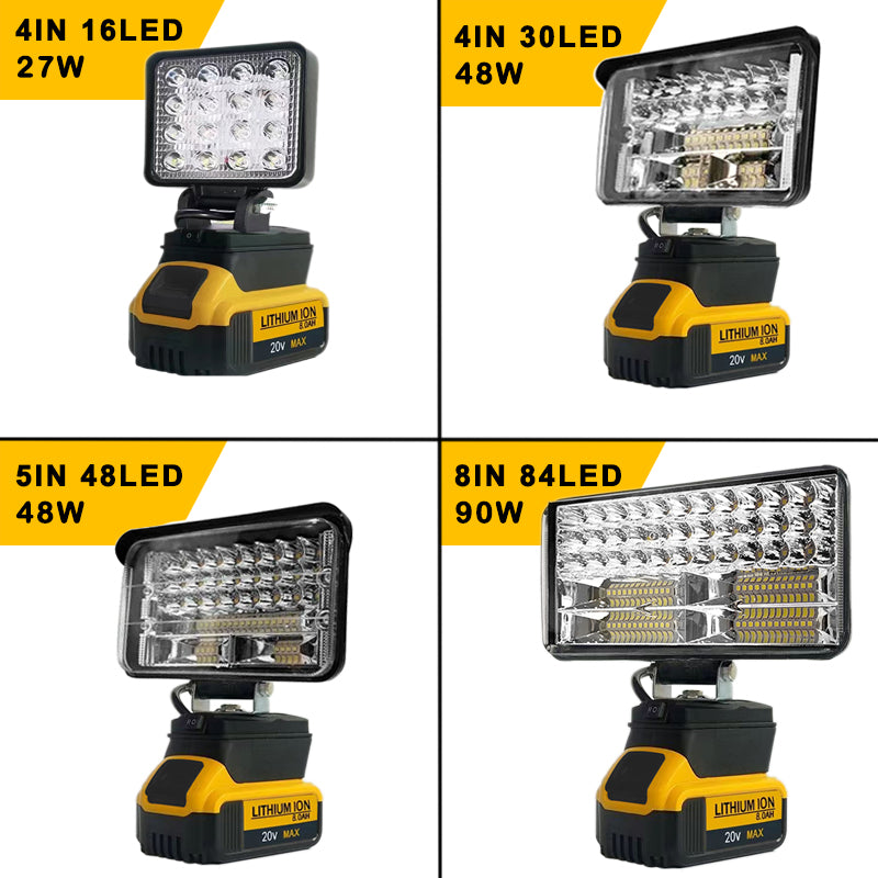LED Portable Spotlights Cordless Outdoor Handheld Emergency Tool Light Fit Dewalt 18V Battery