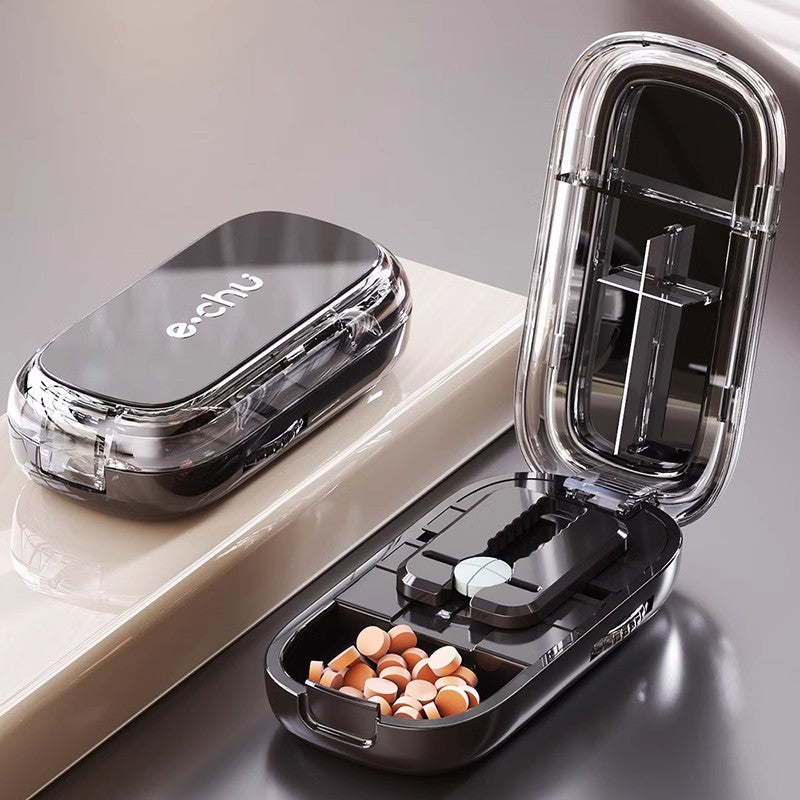 Portable Drug Tablet Medicine Dustproof Divider Organizer Crusher Pill Cutter