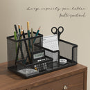 Mesh Desk Organizer Office Supplies Caddy with Pencil Holder and Storage Baskets