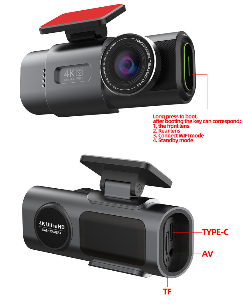 4K UHD Recording Car Camera DVR Night Vision Video Recorder