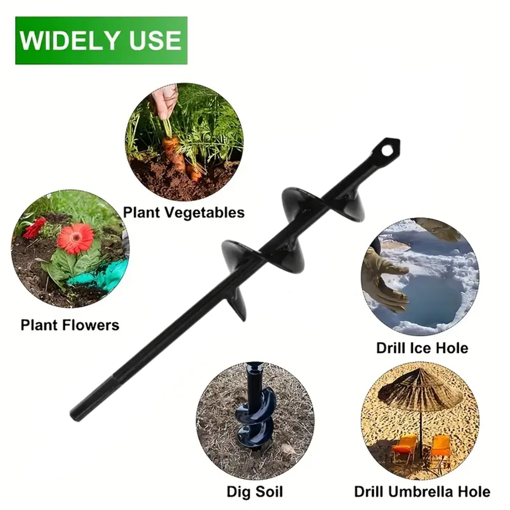 Garden Auger Spiral Drill Bit With 3/8" Hex Drive Drill