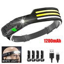 COB LED Headlamp Induction Head Lamp Outdoor Camping Fishing Sensor Headlight