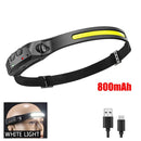 COB LED Headlamp Induction Head Lamp Outdoor Camping Fishing Sensor Headlight