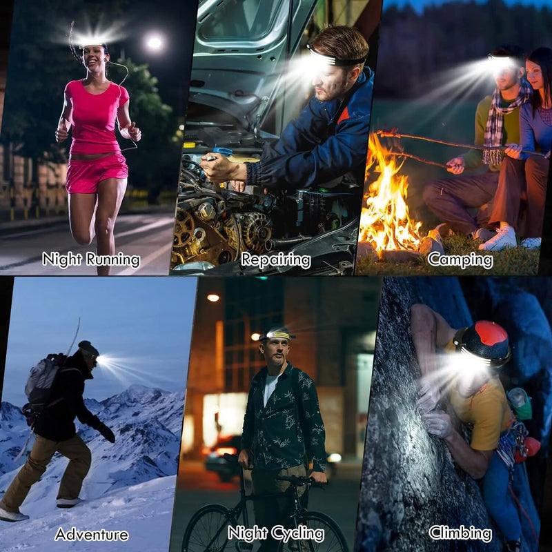 COB LED Headlamp Induction Head Lamp Outdoor Camping Fishing Sensor Headlight