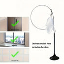 Long Suction Cup Pole Interactive Bell and Feather Wand Cat Teaser Toy