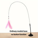 Long Suction Cup Pole Interactive Bell and Feather Wand Cat Teaser Toy