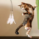 Long Suction Cup Pole Interactive Bell and Feather Wand Cat Teaser Toy