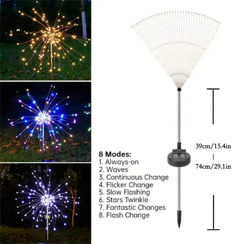 Solar Fireworks Lights Outdoor Waterproof Solar Garden Lights
