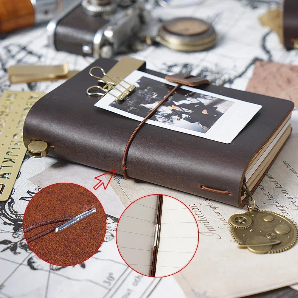 Handmade Vintage Cowhide Diary Journal Sketchbook Planner