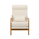 Linen Fabric Armchair Lounge Chair with Lumbar Pillow Beige