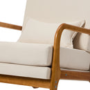 Linen Fabric Armchair Lounge Chair with Lumbar Pillow Beige