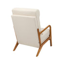Linen Fabric Armchair Lounge Chair with Lumbar Pillow Beige