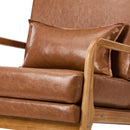 PU Leather Armchair Lounge Chair with Lumbar Pillow Brown