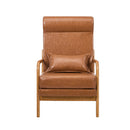 PU Leather Armchair Lounge Chair with Lumbar Pillow Brown